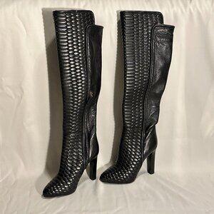 Roberto Cavalli Over the Knee Boots - Textured Black - Size 38
